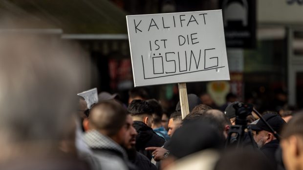 Demonstrace radikálních muslimů v Hamburku