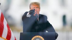 Americký prezident Donald Trump během svého projevu na demonstraci před Bílým domem