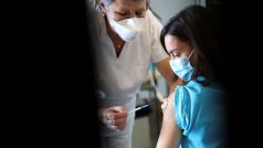 Očkování proti koronaviru v nemocnici Sant Pau v Barcelone