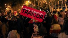 Protest 13. listopadu v Madridu u sídla španělské Socialistické strany
