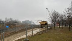 Stavba nové tramvajové trati, vedle níž vznikne nový projekt Západní brána Brno