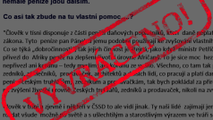 Řetězový e-mail nepravdivě tvrdí, že se české neziskové organizace a jejich představitelé sami obohacují ze státních peněz