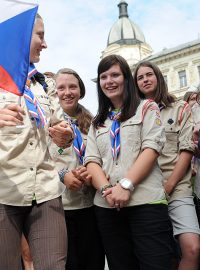 Čeští skauti před odjezdem na Jamboree ve Švédsku