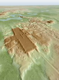 3D model komplexu Aguada Fénix mayské civilizace, který vědci objevili na jihu Mexika