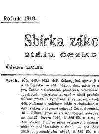 Sbírka zákonů ročník 1919, ilustrační foto