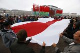 Opoziční demonstrace v Minsku proti vojenským manévrům Ruska a Běloruska Zapad 2017