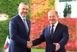 Slovenský prezident Peter Pellegrini a německý kancléř Olaf Scholz