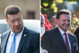 Předseda hnutí SPD Tomio Okamura a poslanec hutí ANO Radek Vondráček