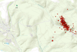 Zemětřesení zachycené Geofyzikálním ústavem Akademie věd ČR za posledních 24 hodin nedaleko obce Luby na Chebsku