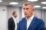 Andrej Babiš ve volebním štábu hnutí ANO