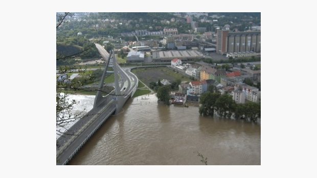 Pohled na zatopené Ústí nad Labem