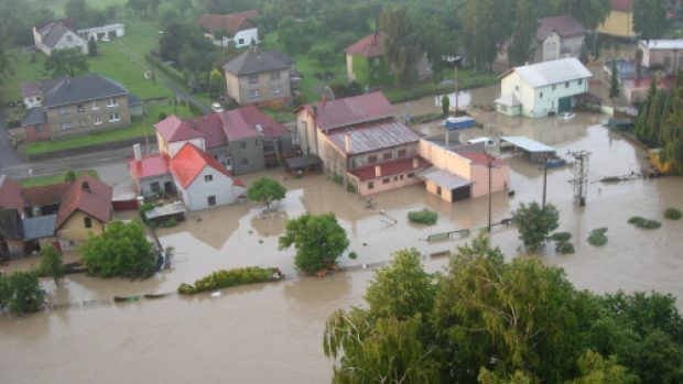 Povodeň v Jeseníku nad Odrou na Novojičínsku