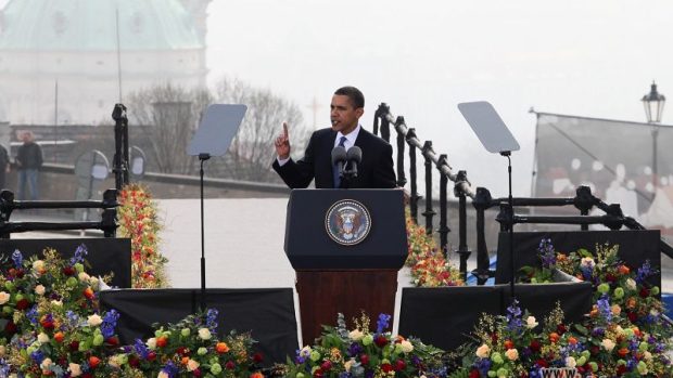 Barack Obama při projevu