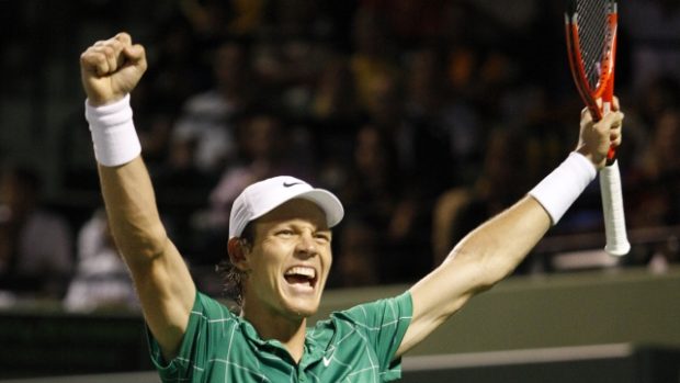 Tomáš Berdych se raduje z postupu do finále