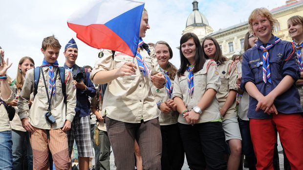 Čeští skauti před odjezdem na Jamboree ve Švédsku