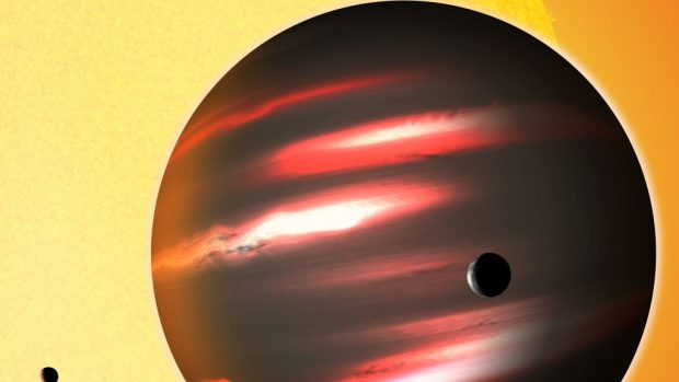 Exoplaneta TrES-2b je plynný obr, jehož velikost přibližně odpovídá velikosti Jupiteru.