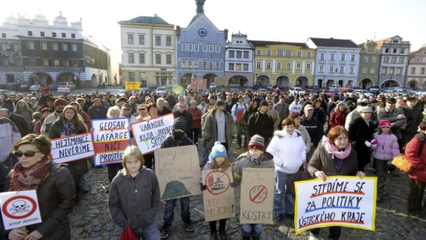 Litoměřická demonstrace proti pálení ostravských kalů