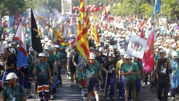 Ulice Madridu ovládly demonstrace horníků proti úsporným opatřením vlády