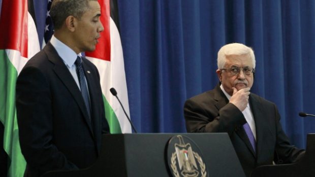 Americký prezident Barack Obama s palestinským prezidentem Mahmúdem Abbásem