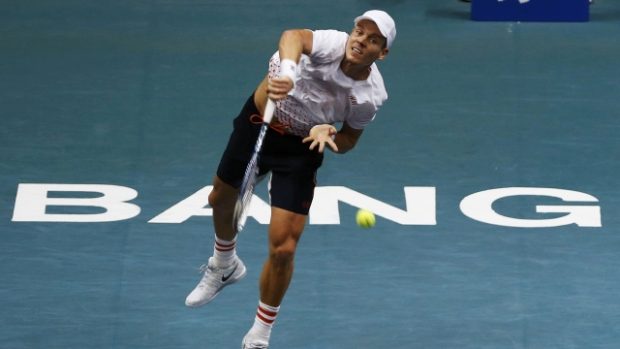 Tomáš Berdych během semifinále turnaje v Bankoku