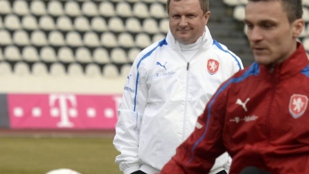 Pavel Vrba na svém prvním tréninku ve funkci reprezentačního trenéra