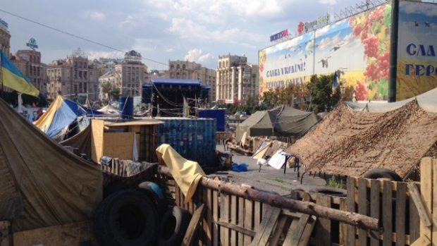 Stanové městečko z kyjevského Majdanu stále nezmizelo