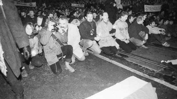 Demonstrace na Národní třídě