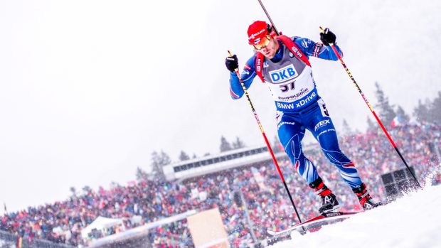 Michal Šlesingr na trati sprintu v německém Ruhpoldingu