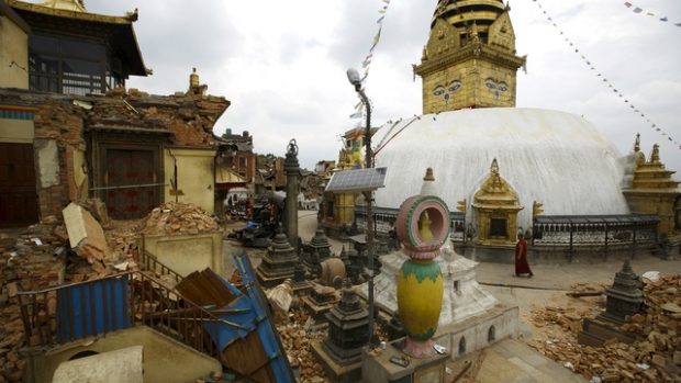Zničené památky v centru Káthmándú