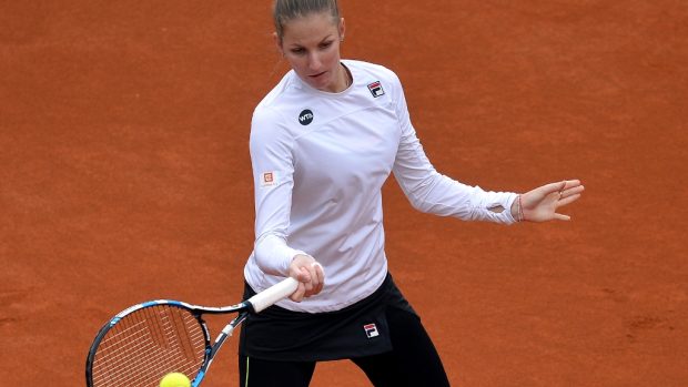 Tenistka Karolína Plíšková při zápase na turnaji WTA v pražské Stromovce