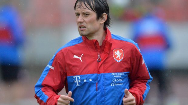 Tomáš Rosický na včerejším tréninku reprezentace