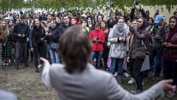 Demonstrace proti výstavbě pravoslavného chrámu v Jekatěrinburgu