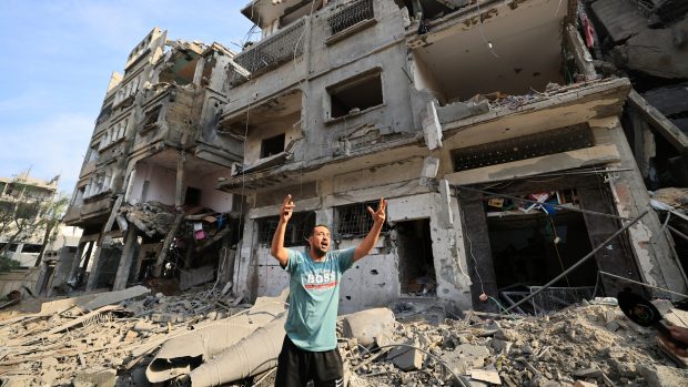 Bombardování ve městě Gaza