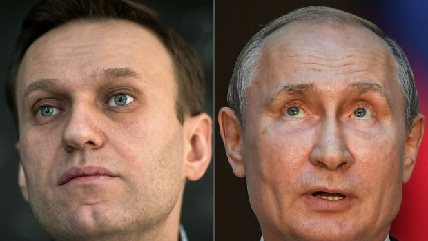 Ruský opoziční politik Alexej Navalnyj a ruský prezident Vladimir Putin