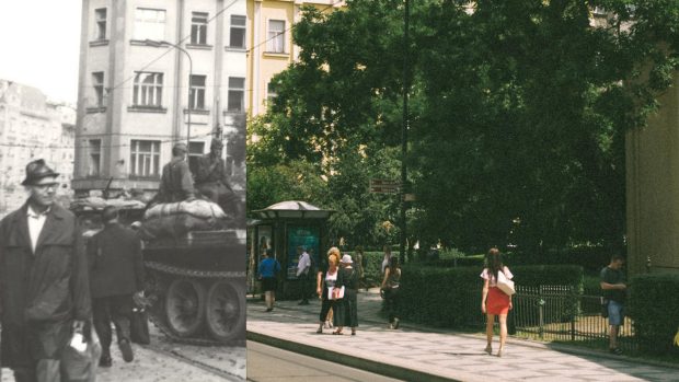 Nepoužívat - koláž 1968/2018 - zastávka Jindřišská