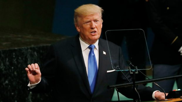 Donald Trump během proslovu v OSN