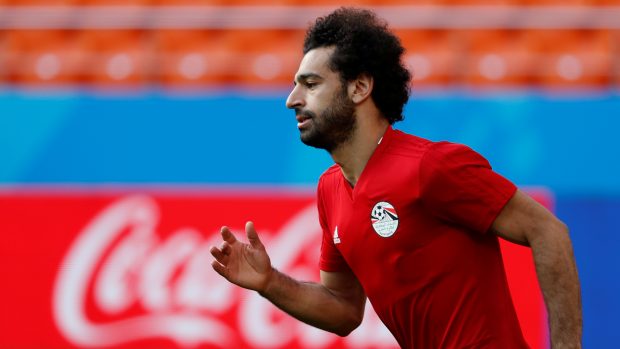 Egyptský útočník Mohamed Salah při tréninku na mistrovství světa