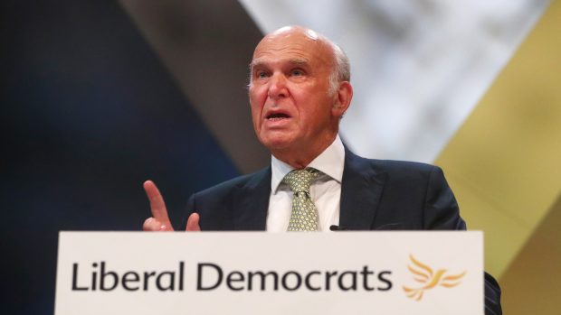 Vince Cable na sjezdu Liberálních demokratů v Brightonu v září 2018