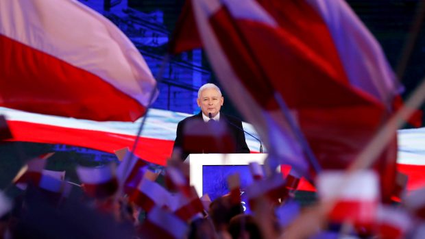 Předseda strany Právo a spravedlnost Jarosław Kaczyński.