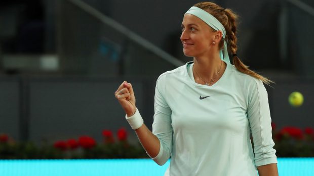 Tenistka Petra Kvitová oslavuje postup do čtvrtfinále turnaje WTA v Miami