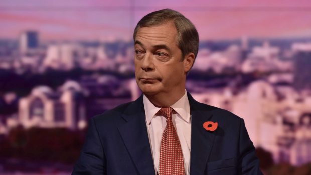 Šéf protiunijní Strana pro brexit Nigel Farage