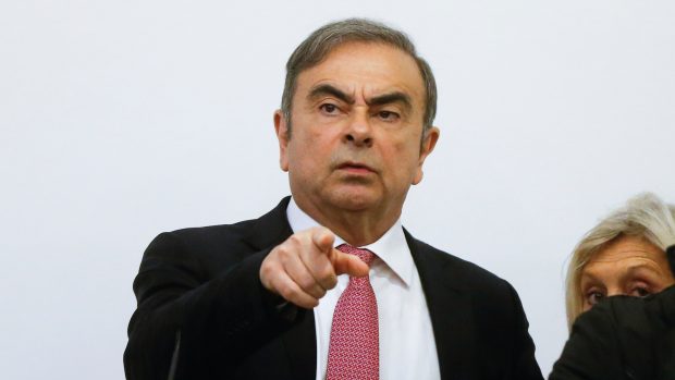 Carlos Ghosn na tiskové konferenci v Bejrútu