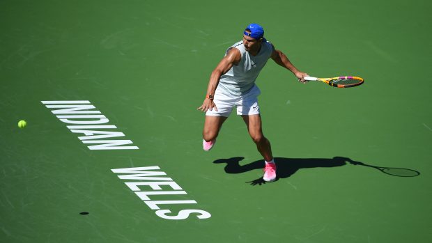 Rafael Nadal během tréninku před turnajem v Indian Wells