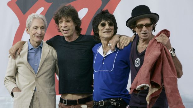 Rolling stones - Charlie Watts, Mick Jagger, Ron Woods a Keith Richards (zleva) - na snímku z května 2005