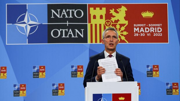 Generální tajemník NATO Jens Stoltenberg na summitu Severoatlantické aliance v Madridu.