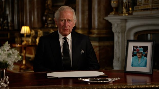 Britský král Karel III. při svém prvním projevu k britské veřejnosti po nástupu na trůn (9. 9. 2022)