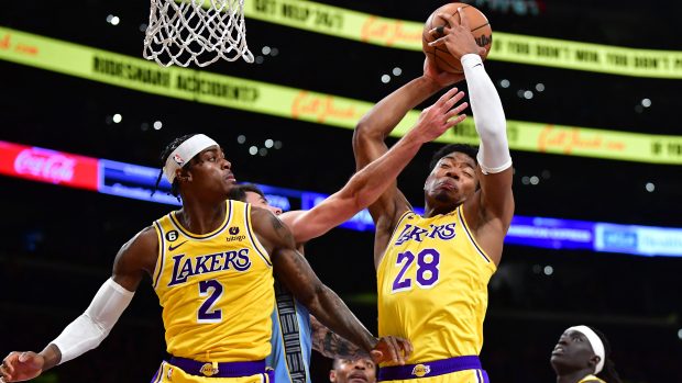 Rui Hachimura a Jarred Vanderbilt z Lakers