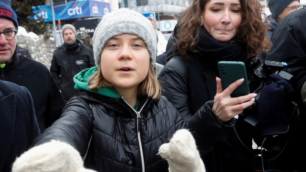 Švédská ekologická aktivistka Greta Thunbergová v Davosu