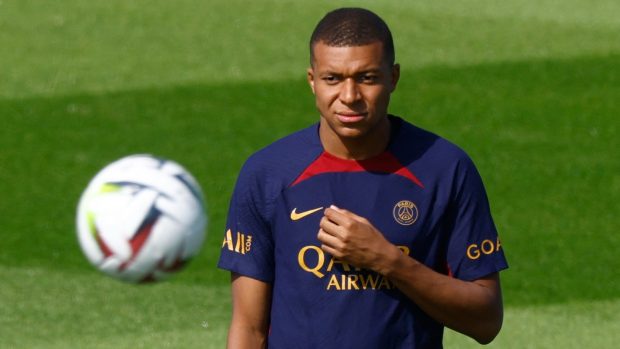 Kylian Mbappé na tréninku PSG