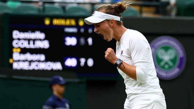 Barbora Krejčíková postoupila do čtvrtfinále Wimbledonu díky výhře nad Američankou Danielle Collinsovou
